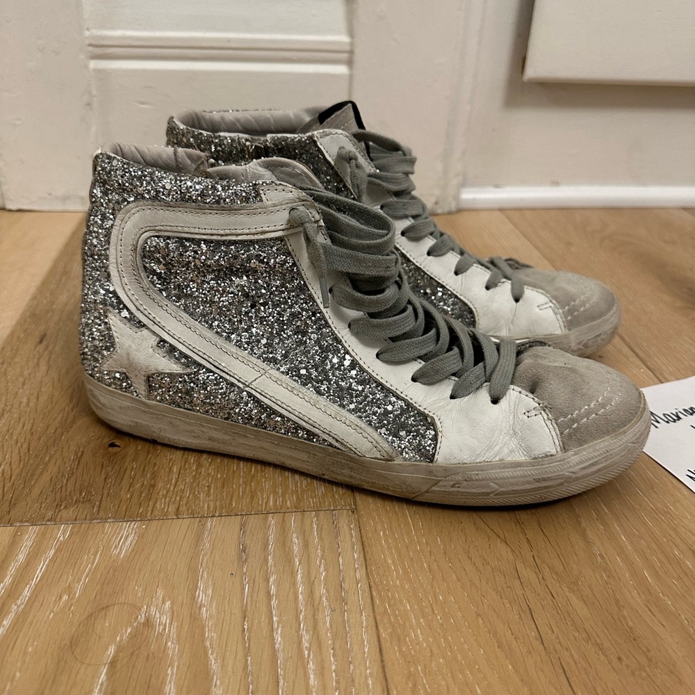 Golden Goose Women's Slide Glitter High Top Sneakers size EU40/US10 - Picture 9 of 11